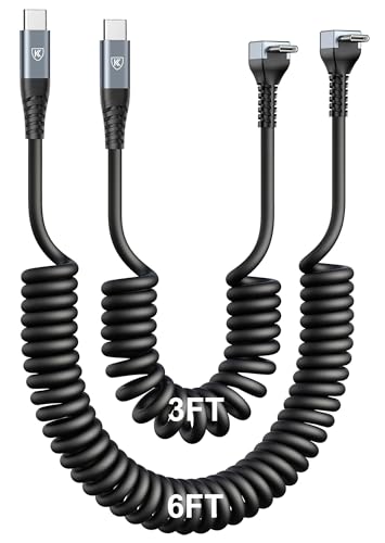 90 Degree USB A to USB C Cable Coiled (2 Count)