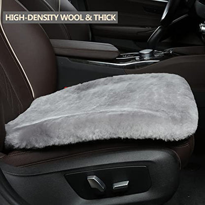 Genuine Sheepskin Car Seat Cushion Seat Covers for Cars Trucks SUV Comfort Seat Protector Pad for Car Driver Seat Car Accessories (3 Count)