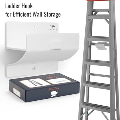 White Ladder Hooks for Garage Wall