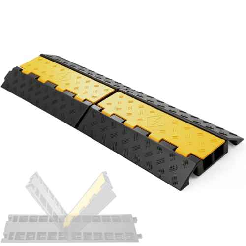 1 Pack 2 Channel Folding Cable Protector Ramp for Driveway