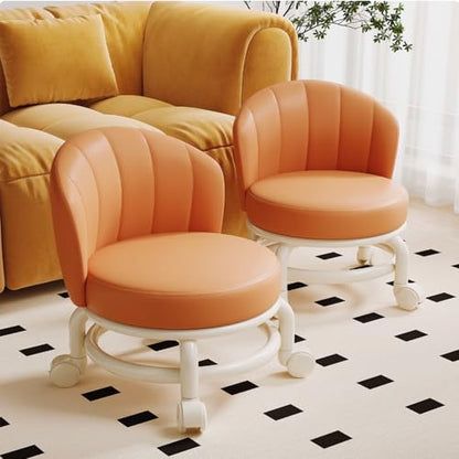 Low Rolling Stool with Backrest
