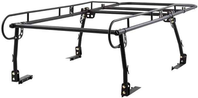 Rockland Universal Full-Size Steel Over-Cab Truck Rack, 800 LBS Capacity, 136.5" x 55" x 34.25", 49"-64" Adjustable Truck Bed Width, Extendable Truck Ladder Rack with None Drilling C-Clamps