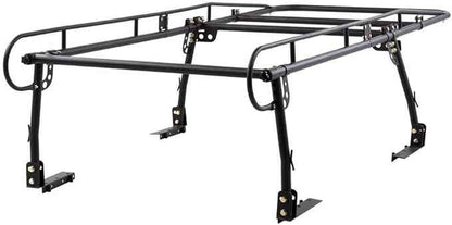 Rockland Universal Full-Size Steel Over-Cab Truck Rack, 800 LBS Capacity, 136.5" x 55" x 34.25", 49"-64" Adjustable Truck Bed Width, Extendable Truck Ladder Rack with None Drilling C-Clamps