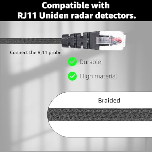 RJ11 Radar Detector Mirror Tap Hardwire Power Cord for Uniden R4 R7 R8 2PC (2 Count)