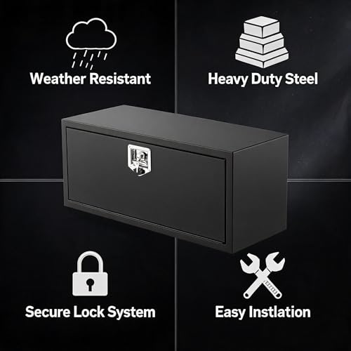 24 in Truck Tool Box Black Steel Truck Storage Tool Box
