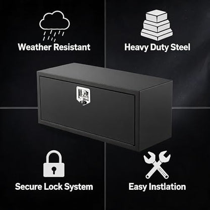 24 in Truck Tool Box Black Steel Truck Storage Tool Box