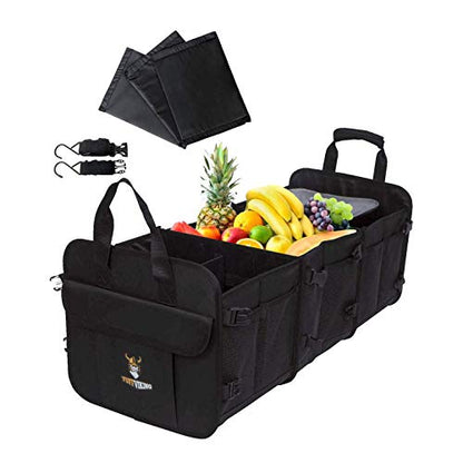 Convertible Large 3 Compartment SUV Trunk Organizer with Cover