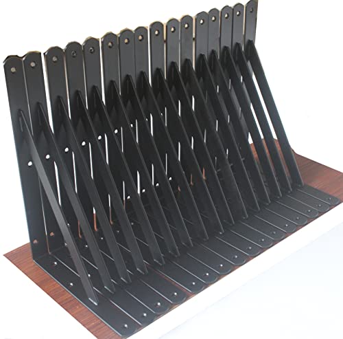 24 Pack L10 x H 8" Black Heavy Duty Shelf Brackets with Screws Metal Shelf Brackets Shelf Support Angle Brackets for Shelves L Brackets Heavy Duty Floating Shelf (24 Count)