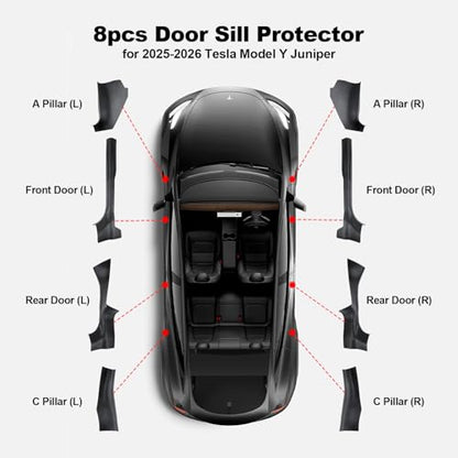 8PCS Door Sill Protector for Tesla Model Y Juniper 2025 (8 Count)