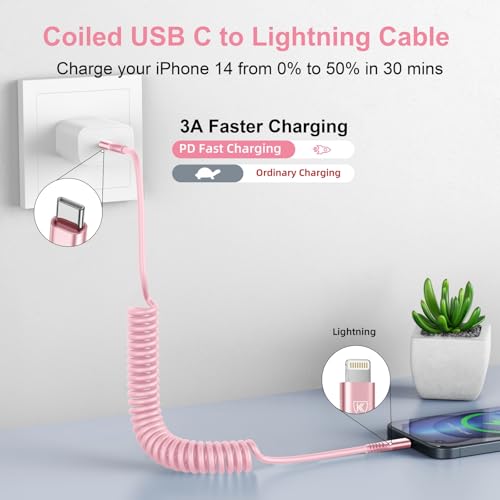 USB C to Lightning Cable 3FT for Car (2 Count)