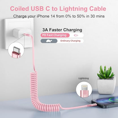 USB C to Lightning Cable 3FT for Car (2 Count)