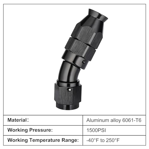 4AN 30 Degree PTFE One Piece Full Flow End Hose Fitting Aluminum Black