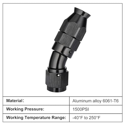 4AN 30 Degree PTFE One Piece Full Flow End Hose Fitting Aluminum Black