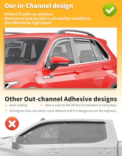 Window Visors Rain Guards for VW Volkswagen Tiguan 2018 (4 Count)