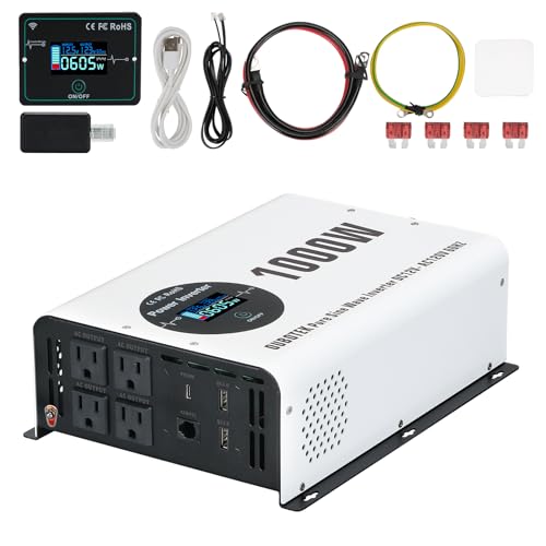 1000W Power Inverter Pure Sine Wave 12V DC to 120V AC