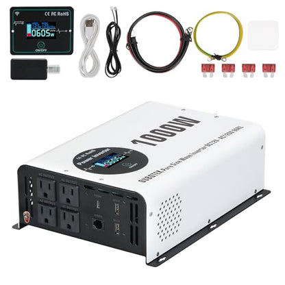 1000W Power Inverter Pure Sine Wave 12V DC to 120V AC