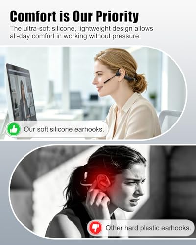 Open Ear Bluetooth Wireless Trucker Headset with Microphone