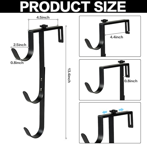 2Pcs Black Pool Pole Hangers Adjustable Pool Fence Hooks for Pool Equipment