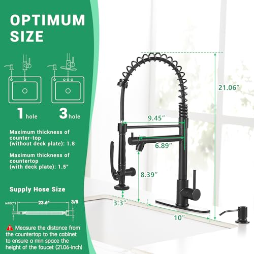 Commercial Pull Down Kitchen Sink Faucet with Sprayer Matte Black