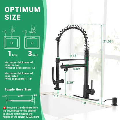 Commercial Pull Down Kitchen Sink Faucet with Sprayer Matte Black