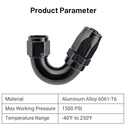 8AN 150 Degree One Piece Full Flow Hose End Fitting Swivel for CPE Braided Hose