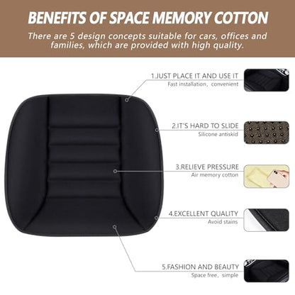 2PCS Car Seat Cushion Pad 1.2" Thick Comfort Seat Protector for Car Driver Seat Office Chair Home Use Memory Foam Seat Cushion with Non Slip Bottom (2 Count)