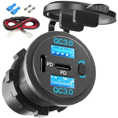12V USB Outlet with On