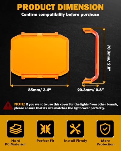 4 Inch R4 Series Square Offroad 2300K Dark Amber Protective Cover (2 Count)