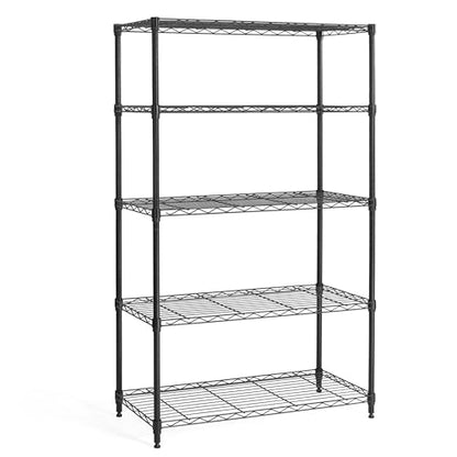 3/4/5-Tier Adjustable Height Wire Shelving Unit, Wire Rack Shelving, Metal Steel Storage Shelves, Garage Shelving Storage Organizer, Utility Storage Shelf, 5-Tier Without Wheels, Black (5 Count)