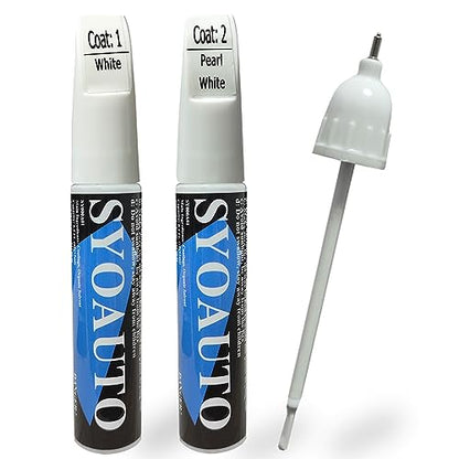Pearl White Touch Up Paint for Cars Auto Touch up Paint Scratch Repair Pen Brush and Tip 2 in 1 Pearl White