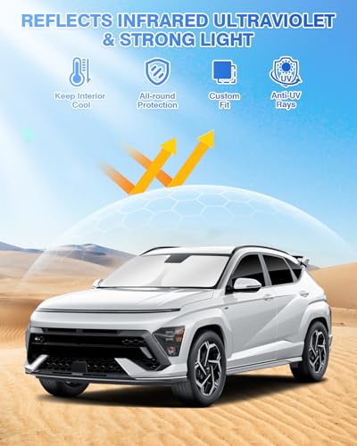 Sunshades for Hyundai Kona 2024 2025 2026 Accessories Windshield Sun Shade Side Rear Window Shade Cover Sun Visor Shield Privacy Protection Keep Vehicle Cool Black 8PCS (8 Count)