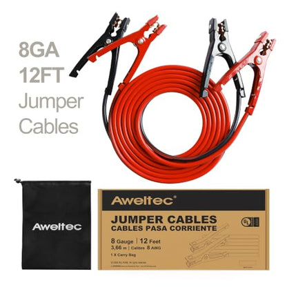 8 Gauge 12 Feet Jumper Cables for Car (12 Foot)