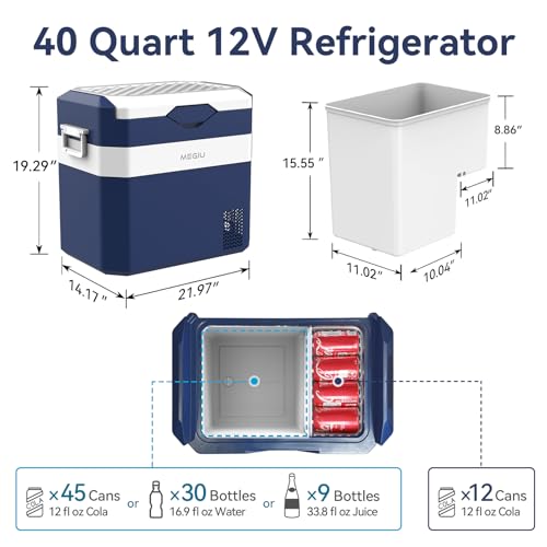 12 Volt Refrigerator Car Fridge Portable 12V 40 Quart Freezer Compressor Cooler 12V