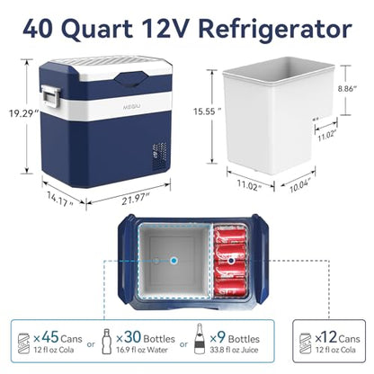 12 Volt Refrigerator Car Fridge Portable 12V 40 Quart Freezer Compressor Cooler 12V