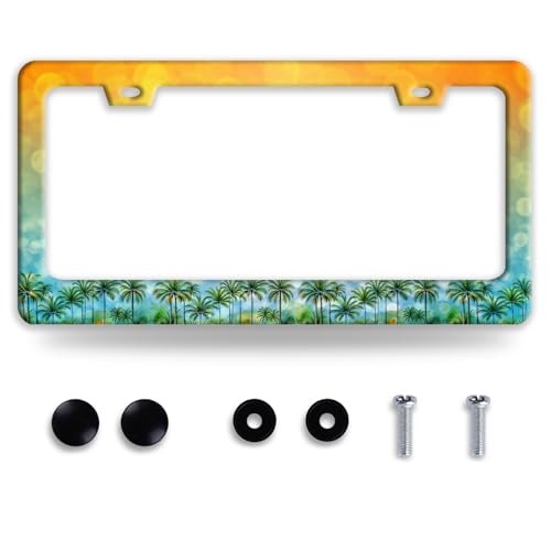 Palm Tree License Plate Frame Stainless Steel Tropical License Holder