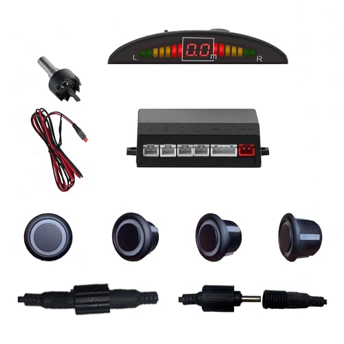 Parking Sensor Kit Backup Sensor Kit Reverse for Car 5 Color Options for Probes Adjustable Alarm Volume Professional Sensore de Reversa para Carro Safe Driving Assistant Matte Black