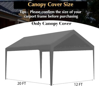 12 x 20 FT Carport Replacement Cover (192 Ounce)