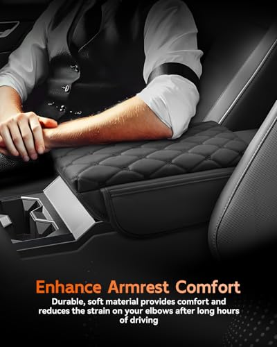 for 2024 2025 2026 Cybertruck Center Console Cover Armrest Cover for Tesla Cybertruck Accessories Arm Rest Protector with Side Pockets Back Mesh 4 Velcro Pockets