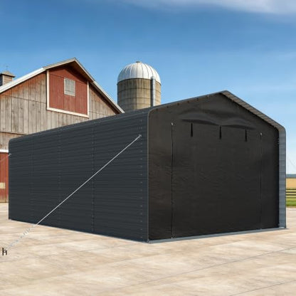 12x20 FT Metal Carport with Side Panels & PE Sidewalls