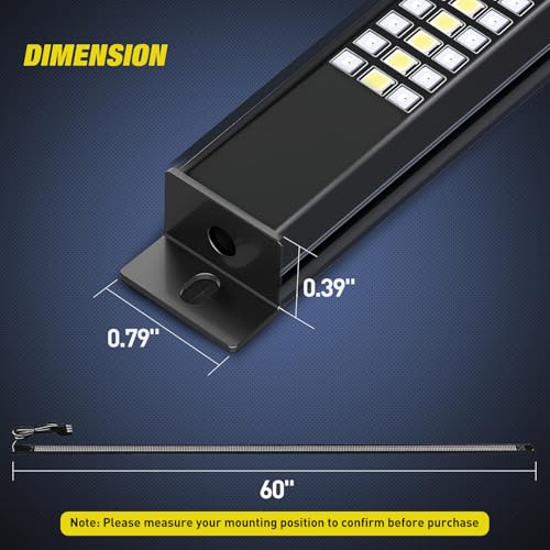 Truck Tailgate Light Strip 60" Aluminum FrameTriple Row Light Bar 1200 LED w