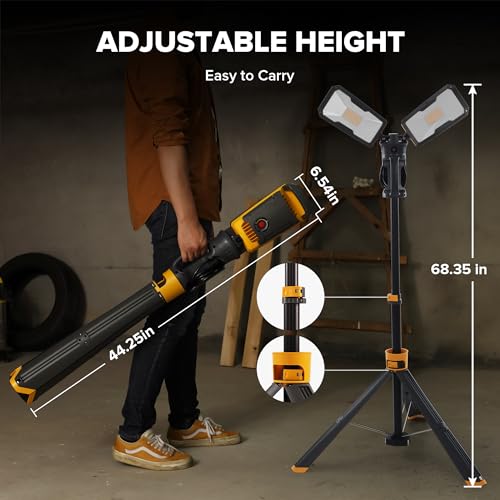 Upgraded】LUTEC 6290Max 11000 Lumen 92W Dimmable LED Work Light with Telescoping Tripod