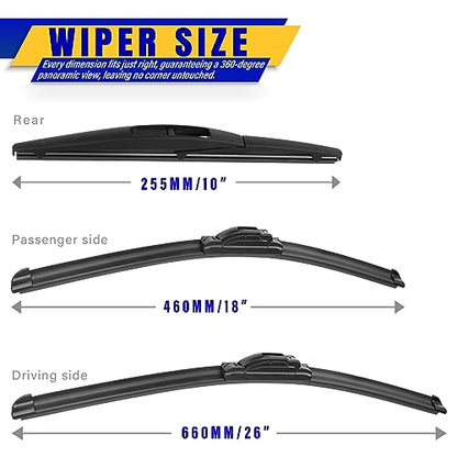 3 Wipers Fits Honda HRV HR