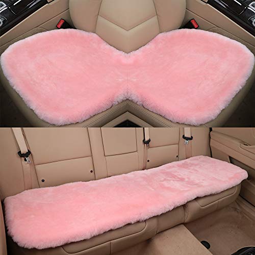 Pink Genuine Sheepskin Car Rear Seat Cover for Fuzzy Back Cushion