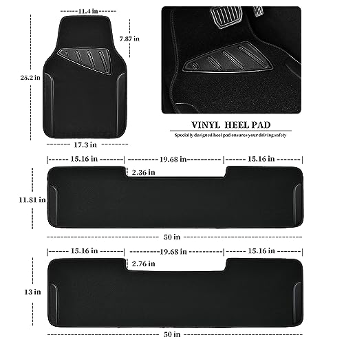 Waterproof Universal Faux Leather 3Row Car Floor Mats