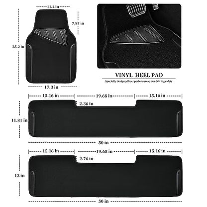 Waterproof Universal Faux Leather 3Row Car Floor Mats