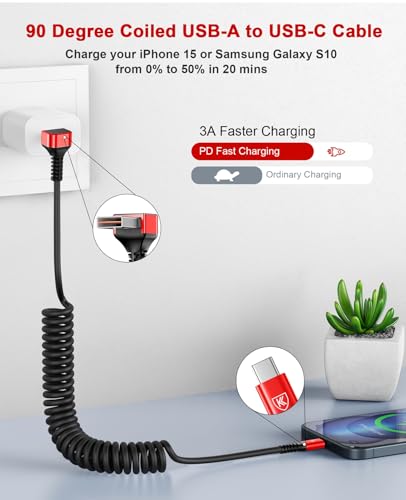 90 Degree USB A to USB C Cable (2 Count)
