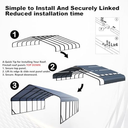 20x30 FT Heavy Duty Extra Large Metal Carport with Vertical Roof Design