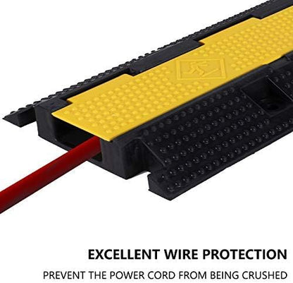 4 Pack Rubber Cable Ramp Hose Cable Protector Ramp 1 Channel 22000Lbs Load Capacity Traffic Speed Bump Wires Power Lines Extension Cord Cover for Indoor Outdoor