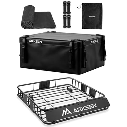 43" x 39" x 6" Roof Rack Basket with Extension&Waterproof Bag