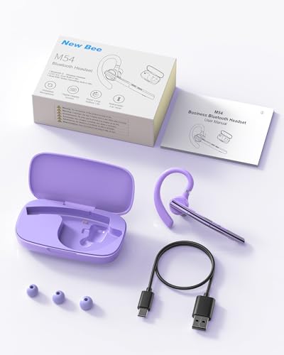 Bluetooth Headset V5.1 72H Talk Dual Mic with Mute Button for Business